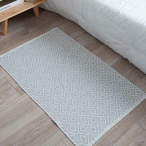 24"x35" Grey Classic Diamond Geometric Small Area Rug Cotton Blend Carpet